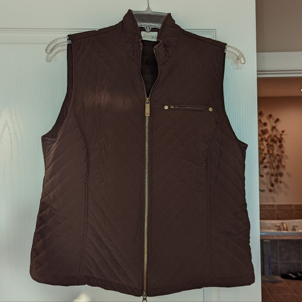 Zenergy by CHICO'S Brown Quited Vest, Chico's Size 2